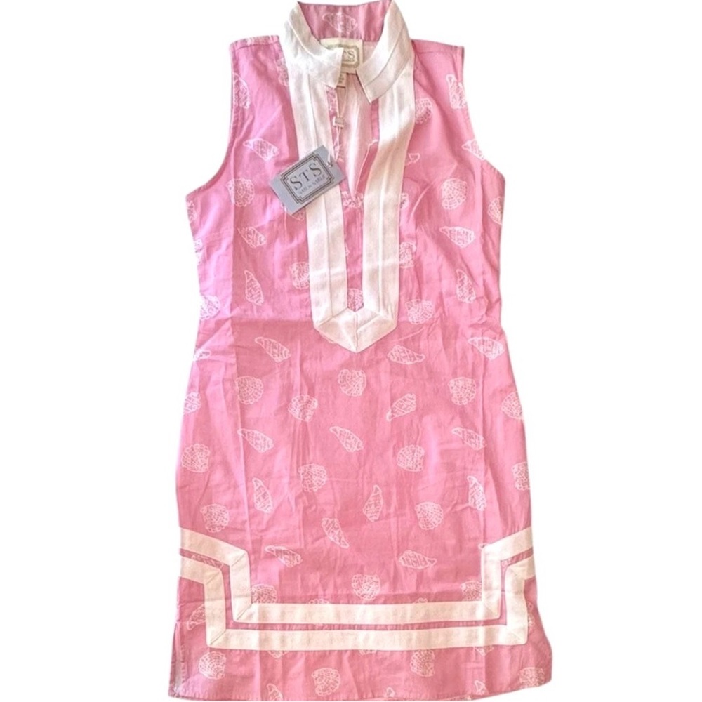 Sail to Sable Pink Sleeveless Mini Dress with Cream Trim